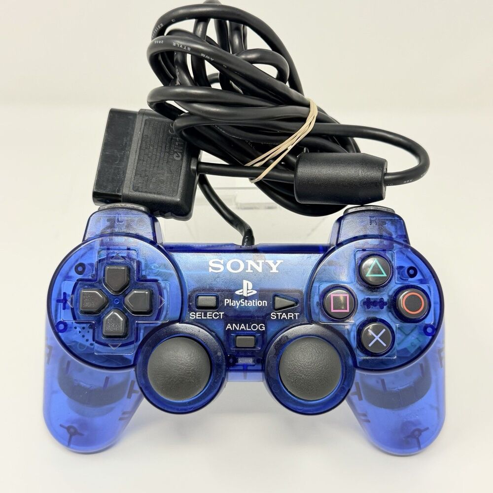 Sony SCPH-10010 PlayStation 2 PS2 DualShock 2 Clear Blue Controller Tested